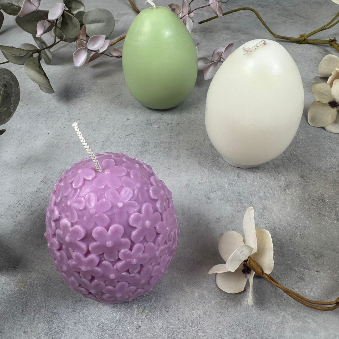 Påskeæg med blomstermønster - Støbeform til lys