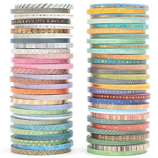 Tyndt washi tape 5 stk, 0.3 cm