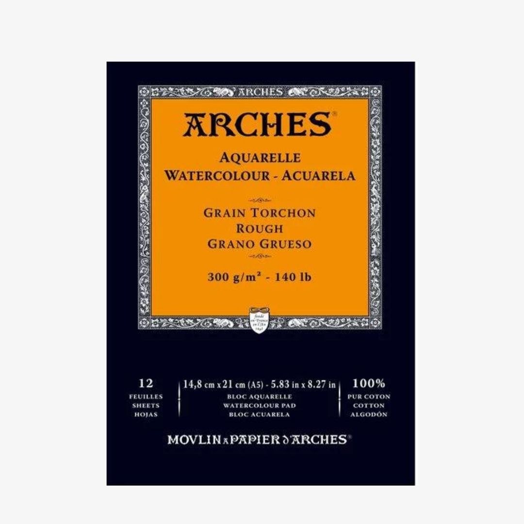 Arches A5 akvarelblok, GT Rough. 12 ark, 100% bomuld