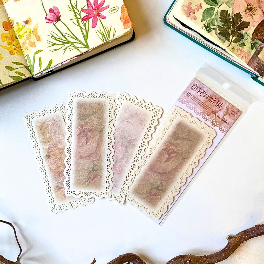 Blomsterpapir med blondekant