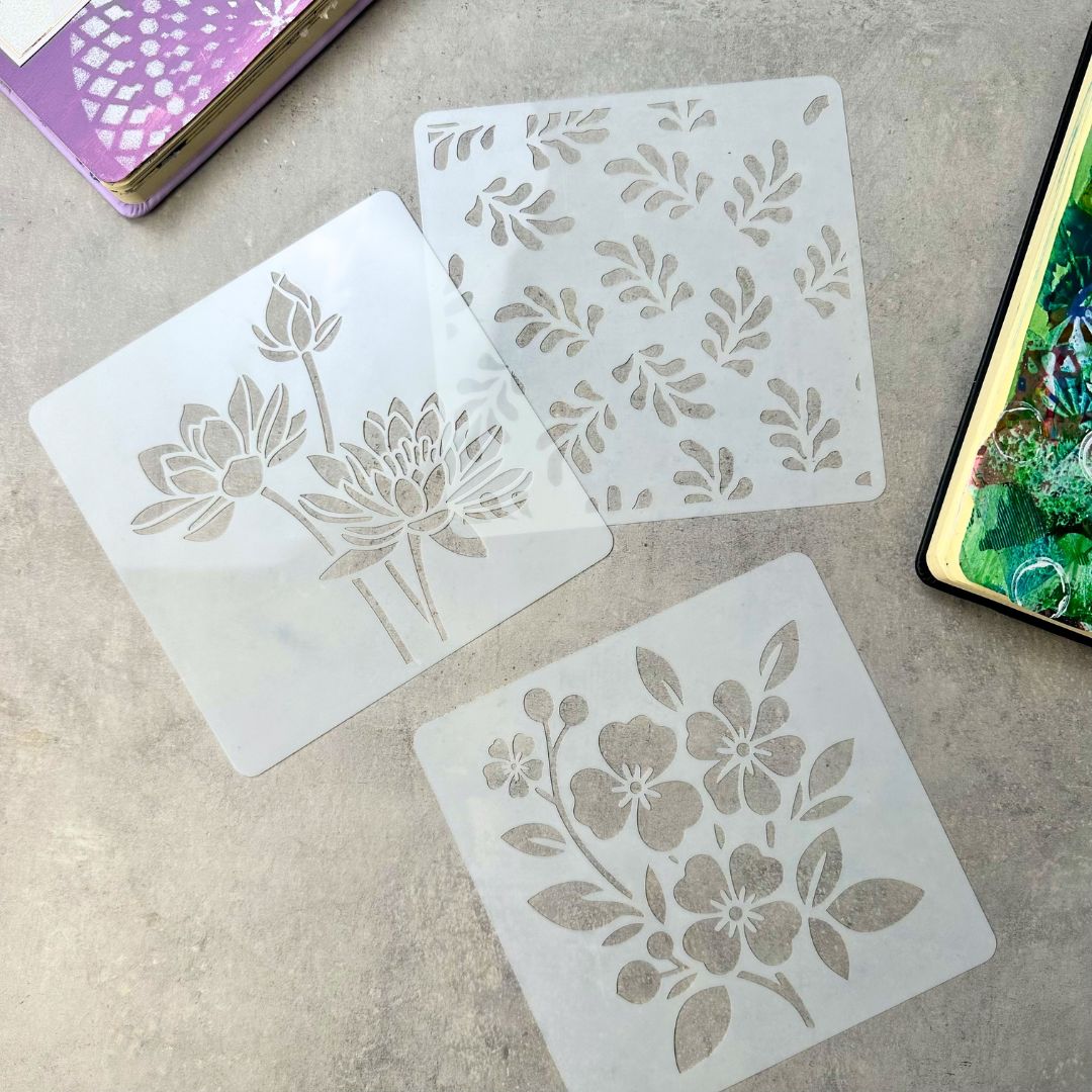 6 Botanik stencils - art journal