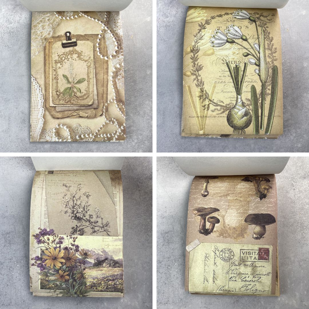 Designpapir med botaniske retro breve