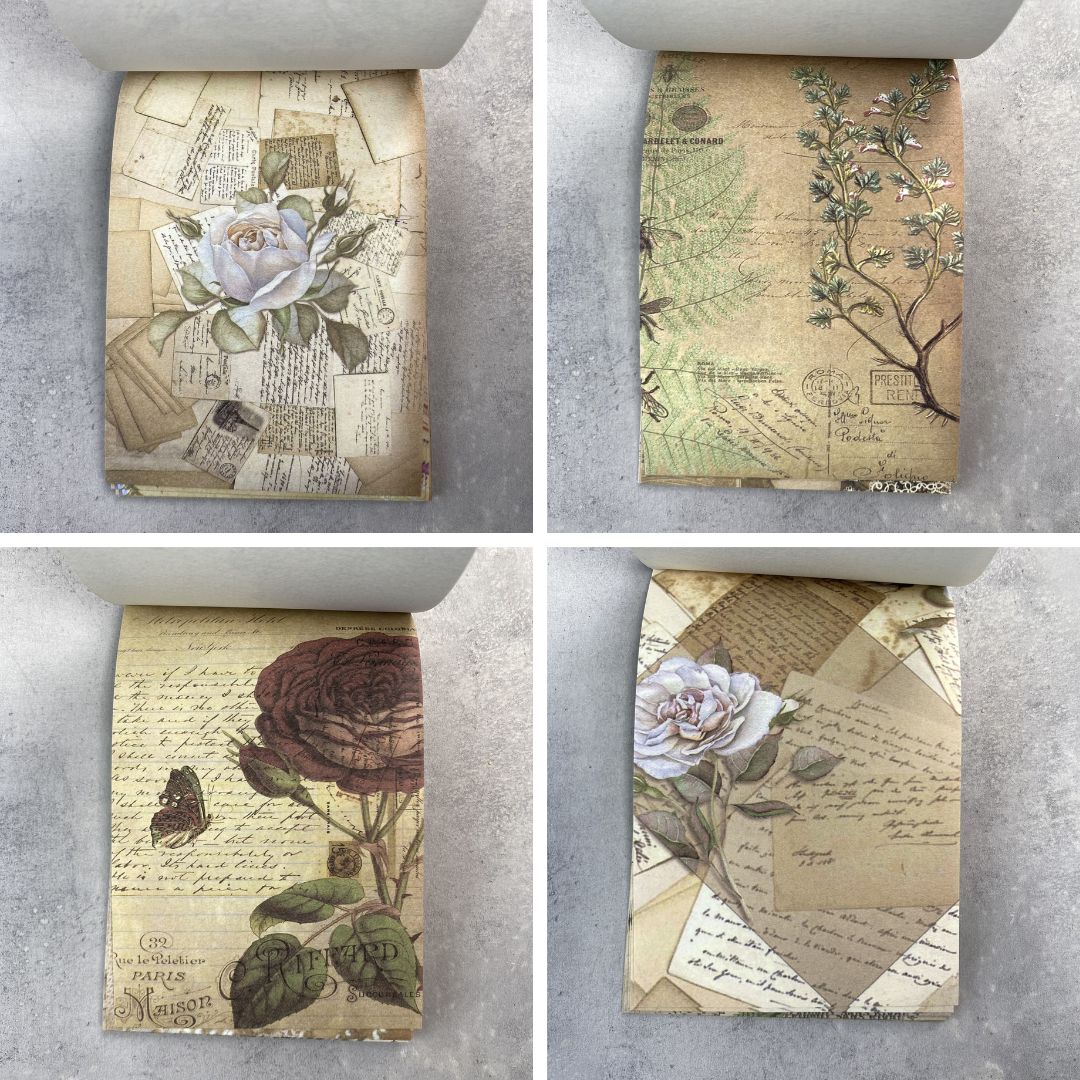 Designpapir med botaniske retro breve