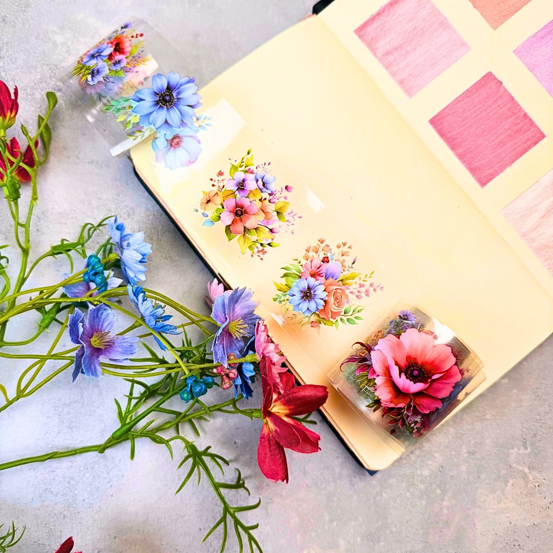Botaniske blomster gennemsigtig tape