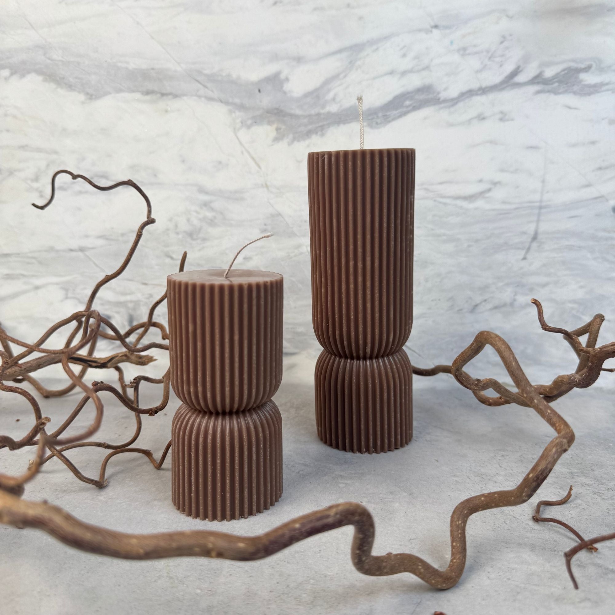 Skulptureret bloklys med riller - Støbeform til lys