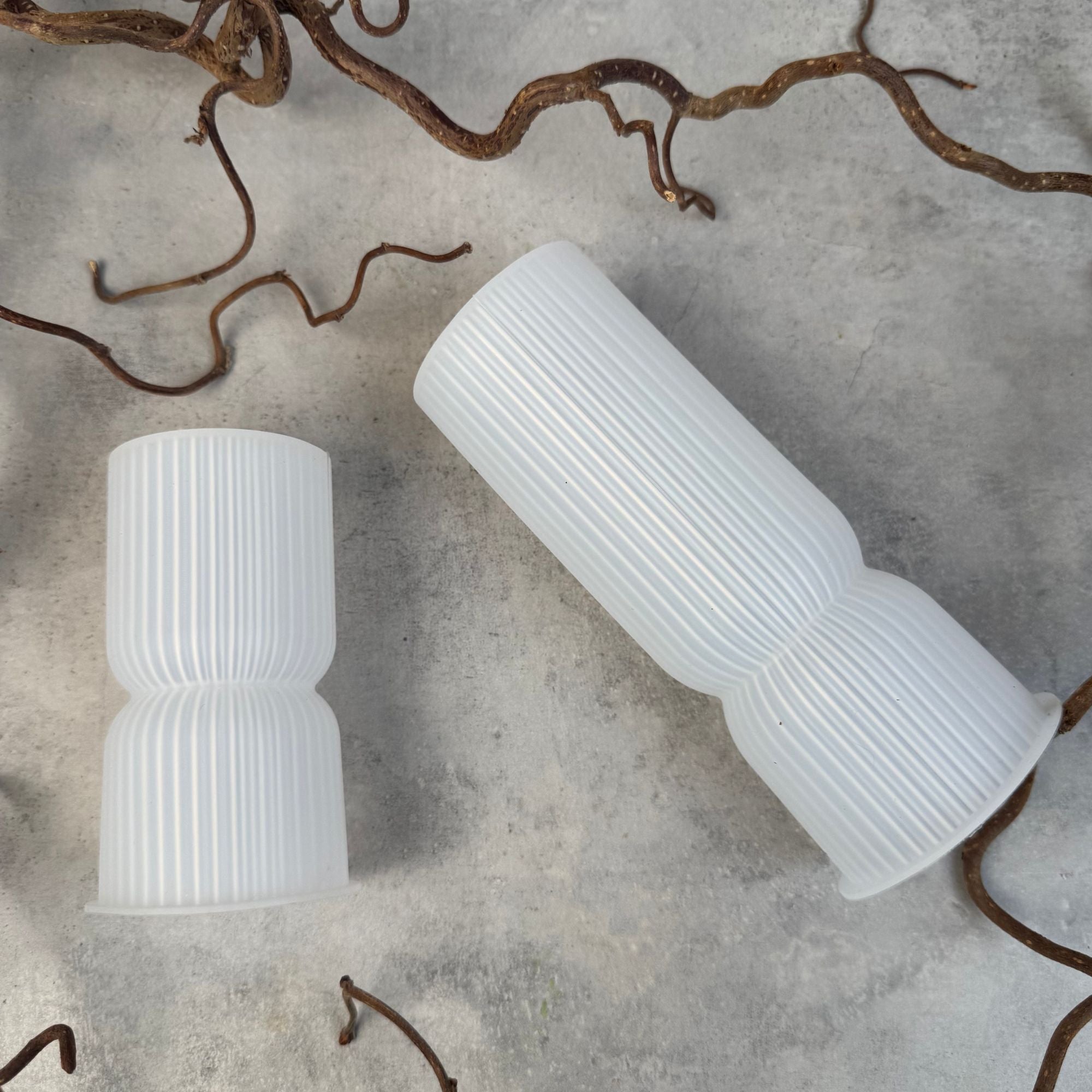 Skulptureret bloklys med riller - Støbeform til lys