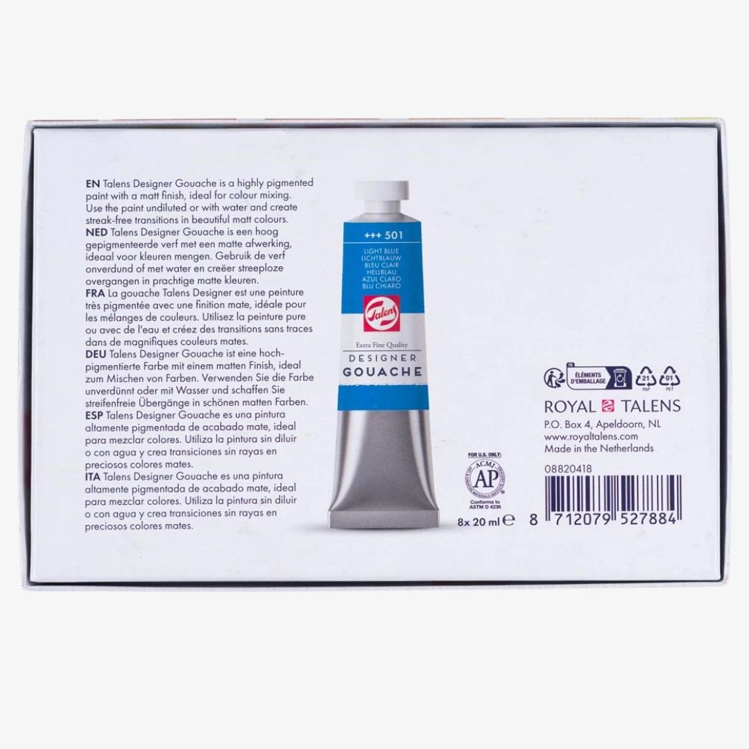 Gouache Extra Fine, 8 x 20 ml. tuber - Talens