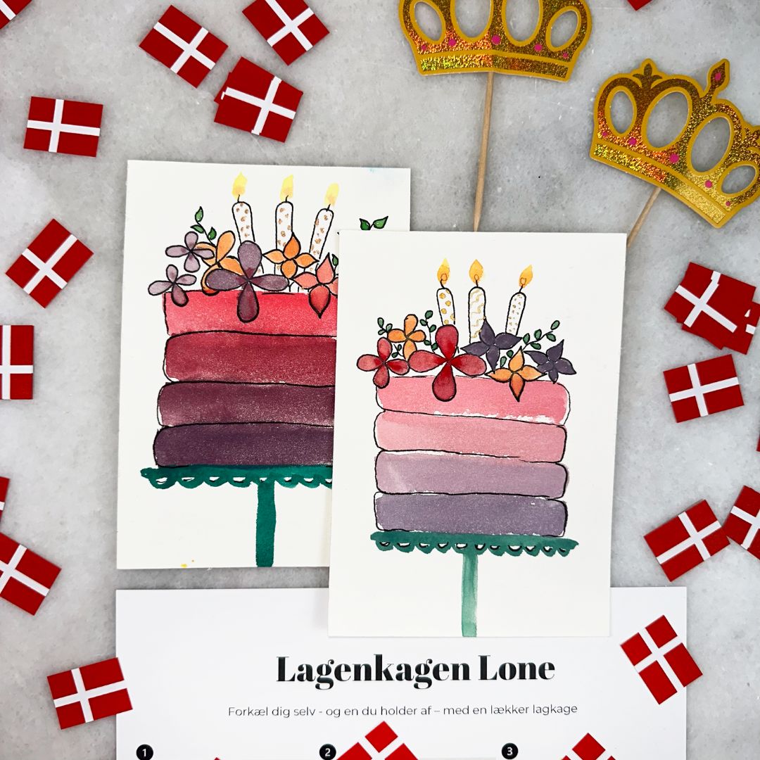 mal dine egne kort med den kærlige kort boks akvarel fødselsdags lagkage