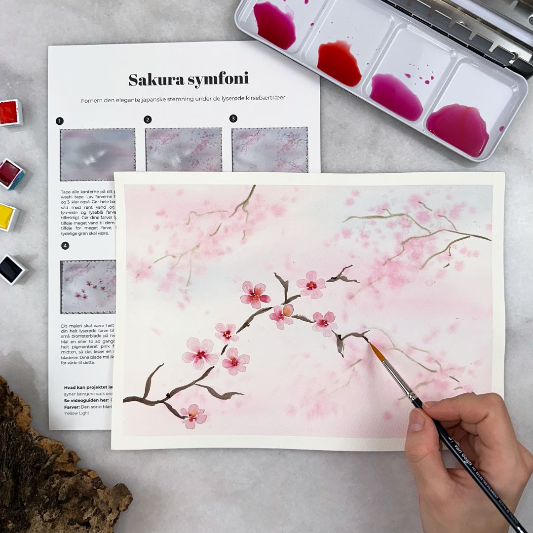 lær at male sakura kirsebærblomster akvarel japan boksen 2023
