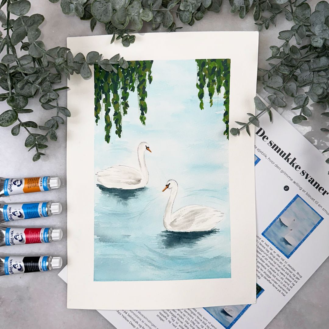 lær at male smukke svaner med akvarelmaling eventyrboksen