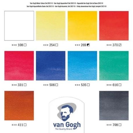 Akvarelmaling sæt med 10 farver, Van Gogh